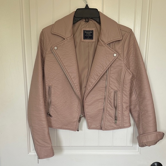 Abercrombie & Fitch Pink Leather Jacket - Picture 1 of 1